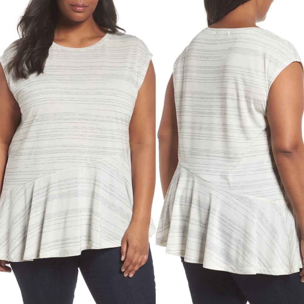 Plus size Cap Sleeve Asymmetrical Tee